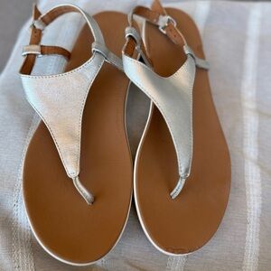 FitFlop Laney Toe Thong Silver Women's Sandal Shoes Size 9